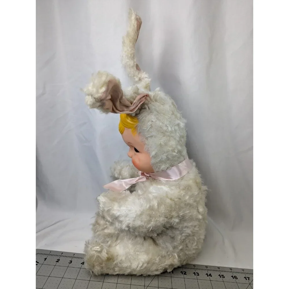 Rubber Face‎ Doll White Bunny Rabbit Vintage 18 Inch Stuffed Animal Toy